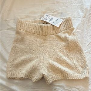 Zara Cozy Cream Knit Women Shorts